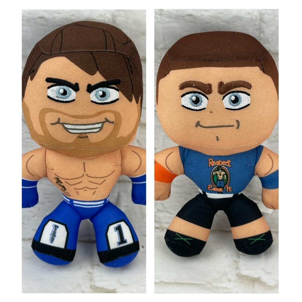 2017 WWF WWE Mattel John Cena AJ Styles Big Head Wrestling Figure Plush Stuffed